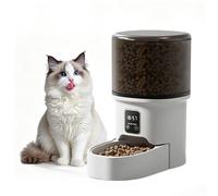 Thaookte Automatic Cat Feeder, 4l Automatic Cat Feeder with Timer Up to 6 Meals Per Day, Portion Control, Portion Control 1-6 Meals for Cats & Small Dogs, Button Control, Black