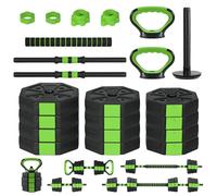 Thaookte Fitness 3-in-1 Adjustable Dumbbells Set, Versatile Dumbbells Set, Octagonal Weights for Home Gym, Barbell, Kettlebell & Push Up Stands, Green
