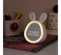 Thaookte Kids Alarm Clock, Baby Night Light Rabbit Lamp, Battery Alarm Clocks Bedside Table Lamp, Nightlight Bedside Lamp, LED Smart Alarm Clock for Babies Baby Girl Newborn Cute Bedroom Decor, White