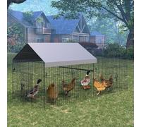 Thaookte Metal Chicken Coop with Waterproof Cover, Chicken Run, Portable Poultry Cage, Walk In Hen House, Outdoor Backyard Farm Animal Enclosure Crate,Pet Playpen Exercise Pen for Rabbit Duck Hen,86in