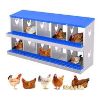 Thaookte Rollaway Chicken Nesting Box,10-Chamber Chicken Nest Box with Inclined Waterproof Roof,Ventilated&Resting Platform,Wall-Mountable Roll Away Egg Laying Nest for Poultry Ducks,Blue without Legs