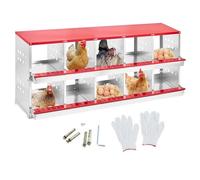 Thaookte Rollaway Chicken Nesting Box, 10-Chamber Chicken Nest Box with Inclined Waterproof Roof, Ventilated Holes&Resting Platform,Wall-Mountable Roll Away Egg Laying Nest for Poultry Ducks with Lid