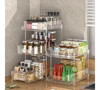 Thaookte Transparent 2 Tier Cosmetic Organiser, Skincare & Makeup Stand, Adjustable Storage Rack, Countertop Organizer, Depth: 3cm, Width: 21cm, Height: 12cm, For Cosmetics, Food & Household Items