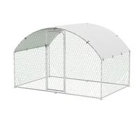 Thaookte Walk In Chicken Run, Galvanised Chicken Coop, Hen Poultry House Cage, Pet Playpen Garden with Water-Resist Cover, Metal Chicken Coop for Hens Ducks Rabbits Dogs (Round-Shaped, 300 x 200 x 200