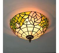 Thaoxl Tiffany Lamp Shade,Fashionable Roses Style，Semi Flush Mount Glass Lampshade,for Living Room,Bedroom and Lounge Ceiling Light Fitting