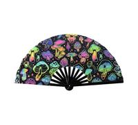 Thapncow Large Folding Fan, Rave Fan, Hand Fan, Large Folding Fan, Mushroom Pattern Wall Fan for Sauna