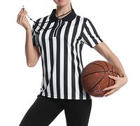 Thapower Women's Official Referee Shirt Black & White Stripe Ref Umpire Jersey Short Sleeve for Basketball Football Hockey