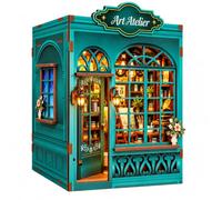 THAR Book Nook Art Atelier - DIY Miniature Wooden Building Kit with LED Lighting - Artists' Studio - 174 Parts - Model Building for Adults and 14+