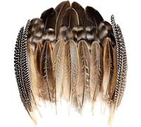 THARAHT 24pcs 4Style Natural Spotted Feathers Guinea Fowl Wing Feathers 6-8 inch Bulk for Craft Clothing Jewelry DIY Decoration Guinea Fowl Wing Feathers