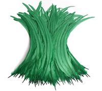 THARAHT 50PCS Rooster Coque Tail Feathers Bulk Natural 12-14Inch 30-35cm for Crafting Wedding Fly Tying Feather Party Performances DIY Decoration Rooster Tail Feather,Green