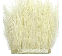 THARAHT Light Yellow Ostrich Feathers Trim Sewing Fringe 2Yard 4-6inch for DIY Dress Sewing Craft Clothing Latin Wedding Dress Decoration Ostrich Feather Trim