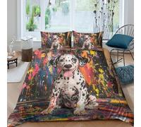 TharEau DALMATIAN 3D Printed Duvet Cover Set Animals Quilt Cover 2 Pillowcases Comforter Cover Soft Easy Care with Zipper Closure 3 Pcs for Adults Kids King(220x240cm)