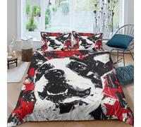 TharEau DALMATIAN Duvet Cover Set 3D Printed Animals Quilt Cover 2 Pillowcases Comforter Cover Soft Easy Care with Zipper Closure 3 Pcs for Adults Kids Double(200x200cm)