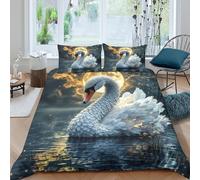TharEau Swan 3D Printed Duvet Cover Set Animals Quilt Cover with 2 Pillow Cases Comforter Cover Included Machine Washable with Zipper Closure 3 Pcs for Adults Kids King(220x240cm)