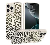 tharlet Compatible with iPhone 16 Pro Max Case with Finger Strap, Cute Leopard Cheetah Pirnt Pattern Phone Case for Women Girls, Shockproof Soft TPU Anti Scratch Protective Cover, White