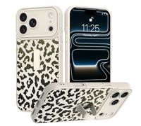 tharlet Compatible with iPhone 17 Pro Max Case with Finger Strap, Cute Leopard Cheetah Pirnt Pattern Phone Case for Women Girls, Shockproof Soft TPU Anti Scratch Protective Cover, White