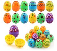 Tharvolex 50Pcs/set Plastic Easter Eggs Empty, Printed Eas ter Eggs Fillable with Hinge Bulk Colorful Printed Plastic Easters Egg, for Easter Gifts Party Favors Egg Hunt