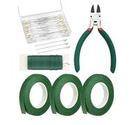 Tharvolex Floral Tool Kit, Green Floral Tape & Wire for Bouquet Making, Craft Supplies for Arrangements Projects