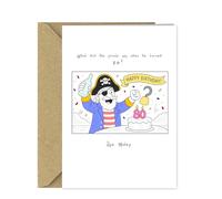 That Card Shop Funny Pirate Joke Birthday Card - Aye Matey! Joke Card for Him or Her 80th Birthday - A5 Greeting Card, Blank Inside