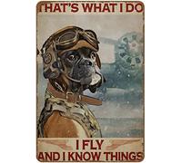 That’S What I Do I Fly And I Know Things Boxer Dog Pilot Poster Golden Retriever Pilot Vintage Poster Wall Decor Novelty Tin Metal Sign Plaque Bar Pub Vintage Retro Wall Decor 12x16 Inch