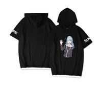 That Time I Got Reincarnated As A Slime Hooded Short Sleeved T-Shirt Cute Slime Printed Tops Hoodies Rimuru Tempest Printed T-Shirt Tee for Teens Adults