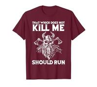 That which Does not Kill me Viking Odin T-Shirt, Men, Burgundy, X-Large