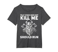 That which Does not Kill me Viking Odin T-Shirt, Women's Plus, Dark Heather Grey, 3X