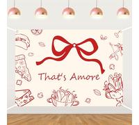 That's Amore Backdrop Italian That's Amore Bridal Shower Party Decorations Red Bow Party Backdrop for Italian Pizza Bachelorette Wedding Engagement Supplies Photo Booth Props 7 * 5ft