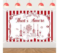 That's Amore Backdrop Italian Themed Party Decorations Red Bow Photography Background That's Amore Bridal Shower Decor for Women Italian Engagement Wedding Bachelorette Party Supplies 5×3ft