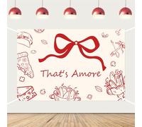 That's Amore Backdrop, Italian Themed Wedding Shower Backgdrop Red Bow Party Backdrop Decor for Women Bridal Shower Engagement Bachelorette Party Photo Booth Props Supplies (5 * 3ft)