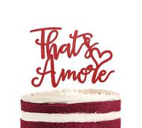 That's Amore Cake Topper - Italian Bachelorette Bridal Shower Decorations, Thats Amore Bridal Shower Decor, That's Amore Bachelorette Decor Red Glitter