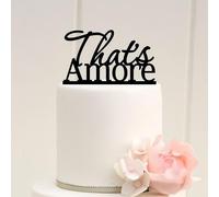 That's Amore Wedding Cake Topper, Black Acrylic, Romantic Cake Decoration for Wedding, Engagement, Bridal Shower
