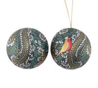 That's Crackers Green Paisley Robin | Fillable Tinware Christmas Bauble | Sara Miller| 7cm Wide