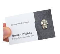 That's Crackers Loving The Darkness | Silver Skull | Button Wishes Sew On Token | Little Gift