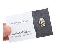 That's Crackers Not a People Person | Silver Skull | Button Wishes Sew On Token | Little Gift