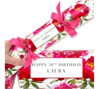 That's Crackers Personalised Milestone Birthday Peonies | Large Cracker Making Kit | 6 & Ribbon