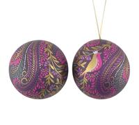 That's Crackers Purple Paisley Robin | Fillable Tinware Christmas Bauble | Sara Miller| 7cm Wide