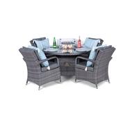 Thats Furniture Arizona Fire Pit 4 Seater Round Rattan Dining Set in Grey Thats Furniture Grey