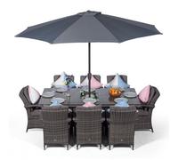 That's Furniture Arizona Rectangle 8 Seat Rattan Dining Set With Ice Bucket Drinks Cooler - Grey