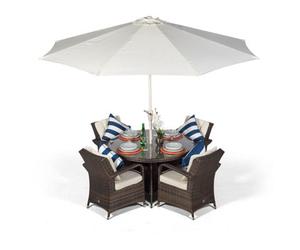 That's Furniture Arizona Round 4 Seater Rattan Patio Dining Set - Brown