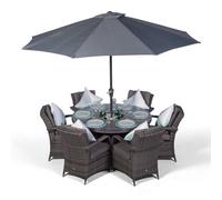 Giardino Arizona Round 6 Seater Patio Dining Set with Ice Bucket Drinks Cooler - 1 - Grey