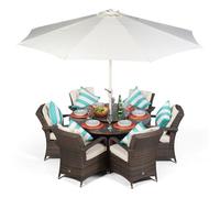 That's Furniture Arizona Round 6 Seater Rattan Patio Dining Set - Brown