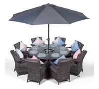 That's Furniture Arizona Round 8 Seater Rattan Dining Set With Ice Bucket Drinks Cooler - Grey