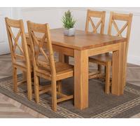 Thats Furniture Dakot 127 x 82cm Oak Small Dining Table & 4 Berkeley Chairs in Brown | Size: 127 x 82 cm Thats Furniture Brown 127 x 82 cm
