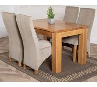 Thats Furniture Dakot 127 x 82cm Oak Small Dining Table & 4 Lola Fabric Chairs in Grey | Size: 127 x 82 cm Thats Furniture Grey 127 x 82 cm