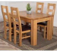 Thats Furniture Dakot 127 x 82cm Oak Small Dining Table & 4 Yale Chairs in Brown | Size: 127 x 82 cm Thats Furniture Brown 127 x 82 cm