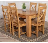 Thats Furniture Dakot 127 x 82cm Oak Small Dining Table & 6 Berkeley Chairs in Brown | Size: 127 x 82 cm Thats Furniture Brown 127 x 82 cm