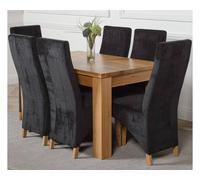 Thats Furniture Dakot 127 x 82cm Oak Small Dining Table & 6 Lola Fabric Chairs in Black | Size: 127 x 82 cm Thats Furniture Black 127 x 82 cm