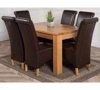 Thats Furniture Dakot 127 x 82cm Oak Small Dining Table & 6 Montana Leather Chairs in Brown | Size: 127 x 82 cm Thats Furniture Brown 127 x 82 cm