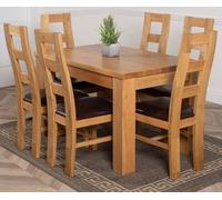 Thats Furniture Dakot 127 x 82cm Oak Small Dining Table & 6 Yale Chairs in Brown | Size: 127 x 82 cm Thats Furniture Brown 127 x 82 cm